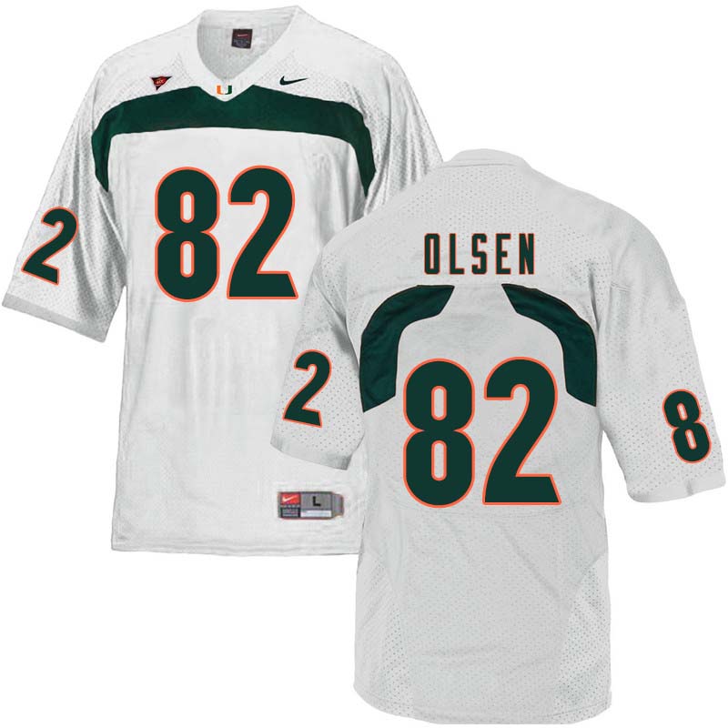 Nike Miami Hurricanes #82 Greg Olsen College Football Jerseys Sale-White - Click Image to Close